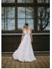 Thin Straps Ivory Chiffon Flowing Summer Wedding Dress Thin Straps Ivory Chiffon Flowing Summer Wedding Dress